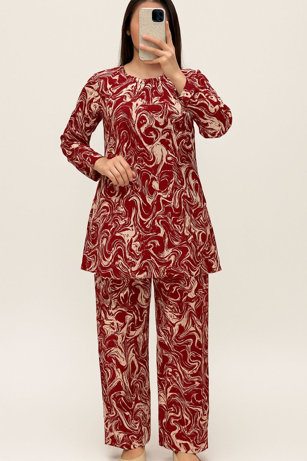 Co-Ords Set Abstract Maroon