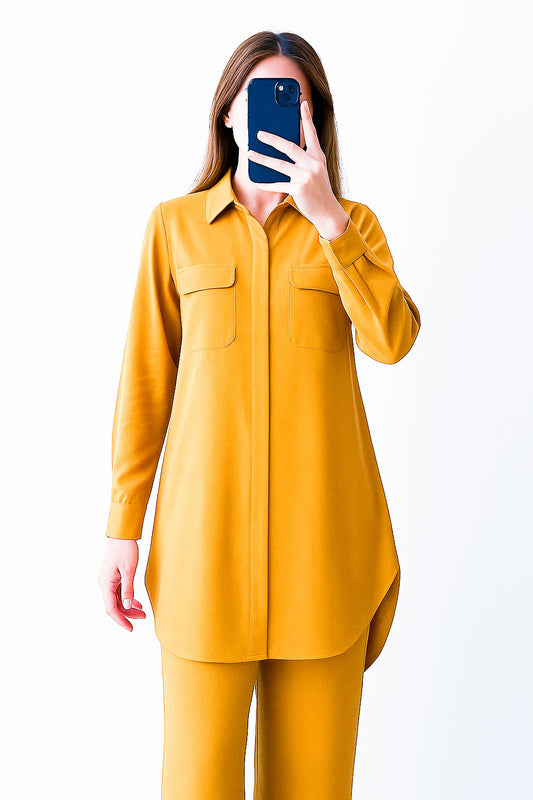 Co-ord Set Double Pocket Mustard Yellow