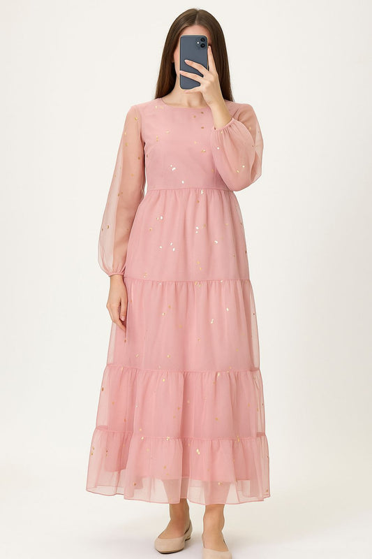 Maxi Regular Midi Dress-Baby Pink Glitter