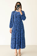 Maxi Regular Midi Dress- Royal Blue Printed