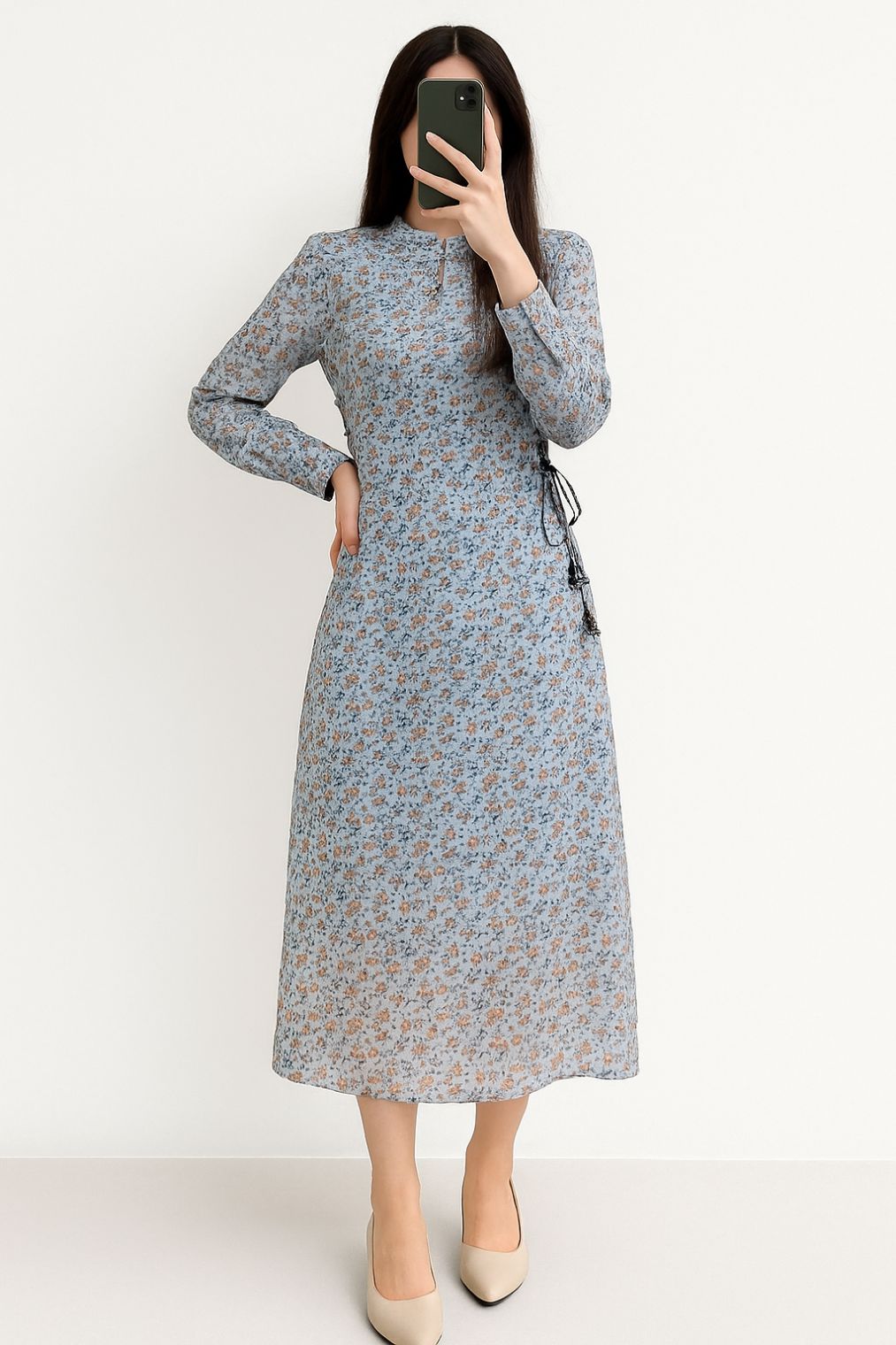 Maxi Side Laces-Sky Blue Floral