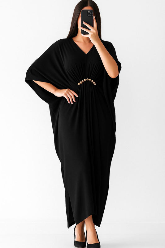 Maxi Kaftan Plain-Jet Black