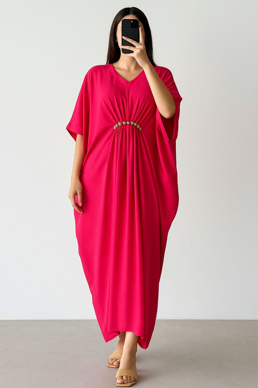Maxi Kaftan Plain Shocking Pink