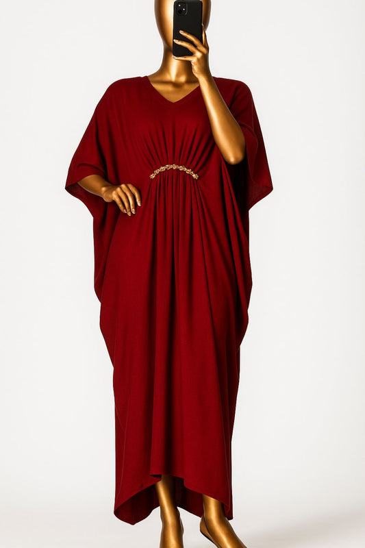 Maxi Kaftan Plain Royal Maroon