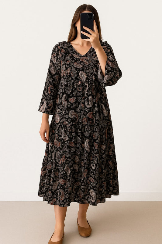 Maxi Frill-Paisley Print
