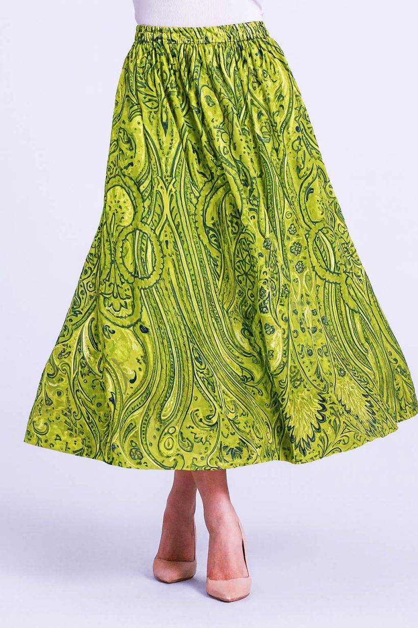 Silk Skirt-Paisley Print