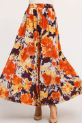 Silk Skirt-Abstract Print