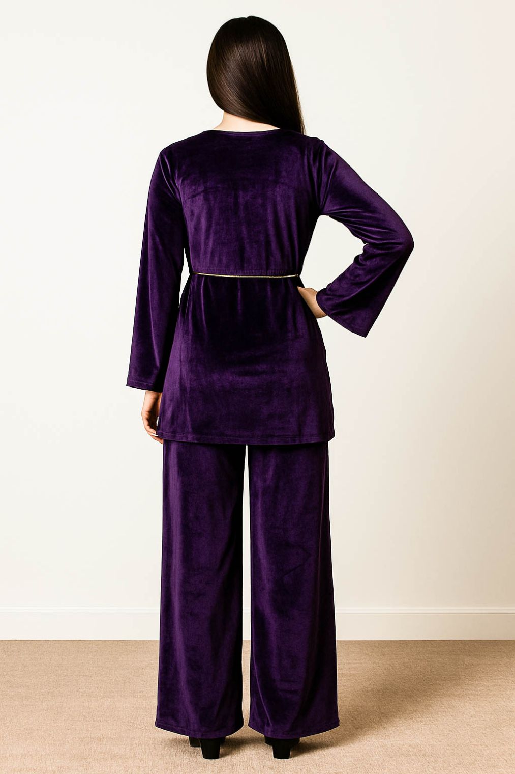 Co-Ord Set Velvet Waist Chain -Indigo