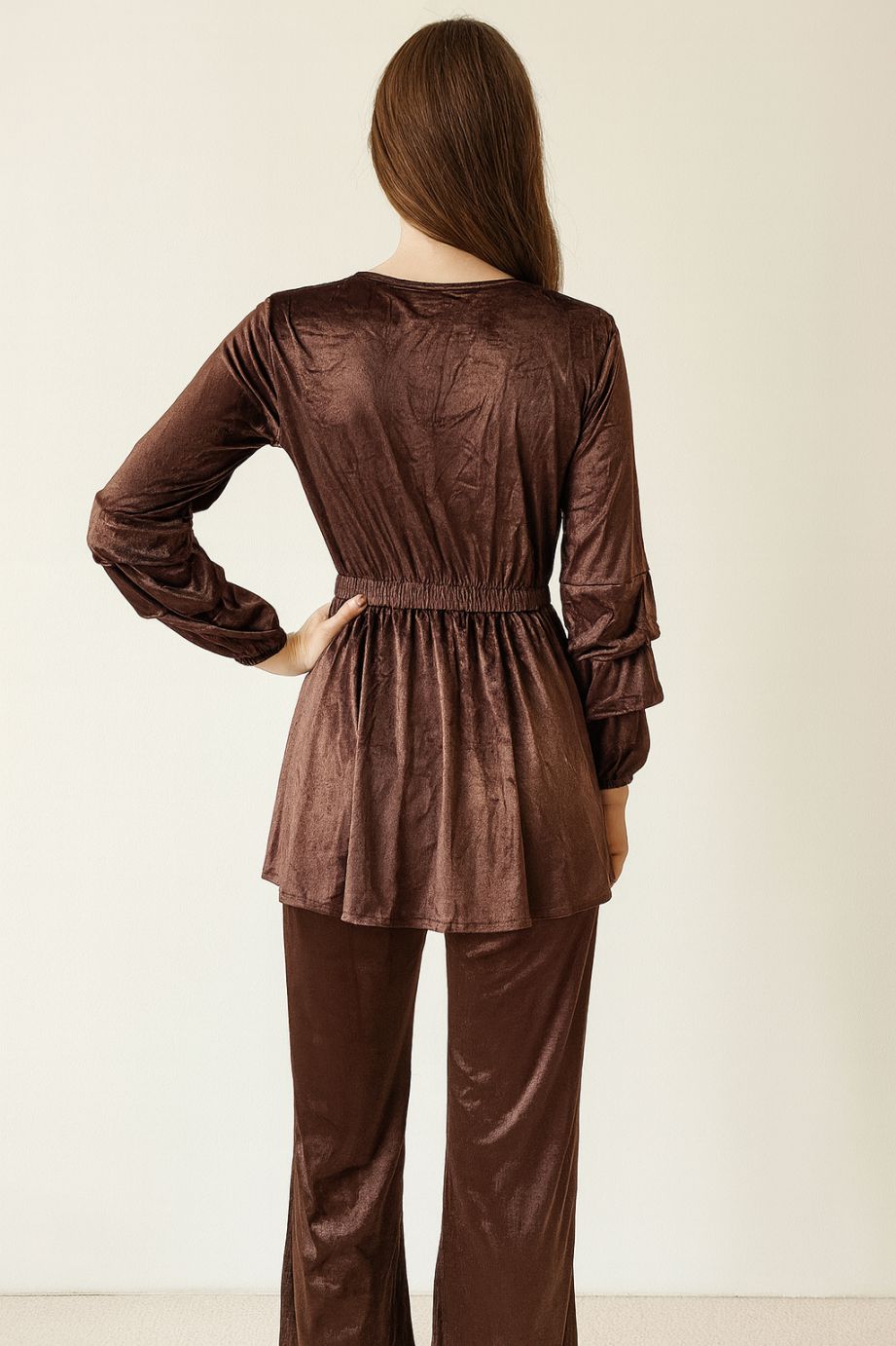 Co-Ord Set Velvet Buckle- Dark Brown