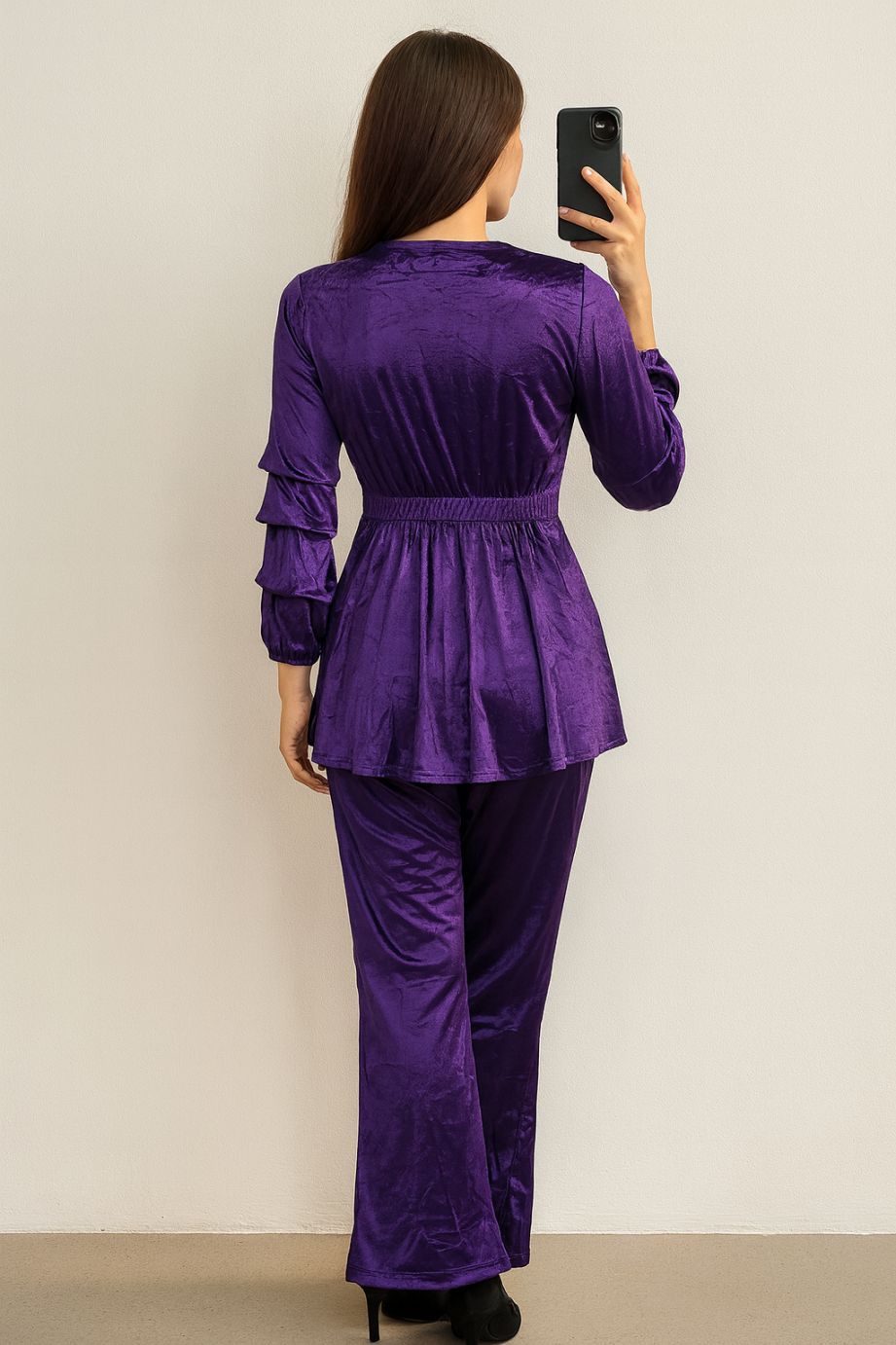 Co-Ord Set Velvet Buckle-Plum