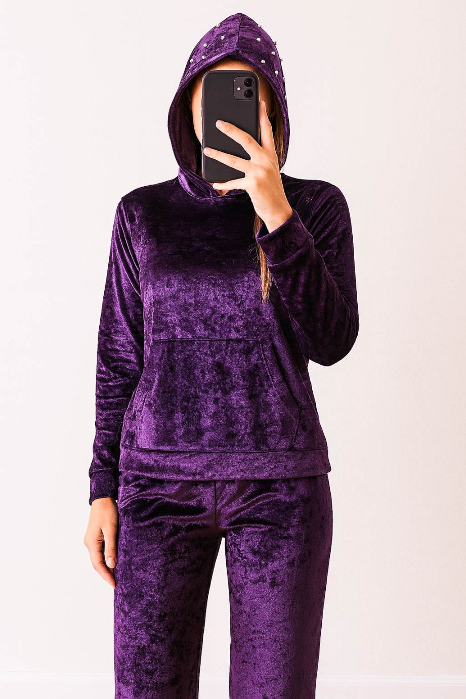 Co-Ord Set Velvet Hoody-Indigo