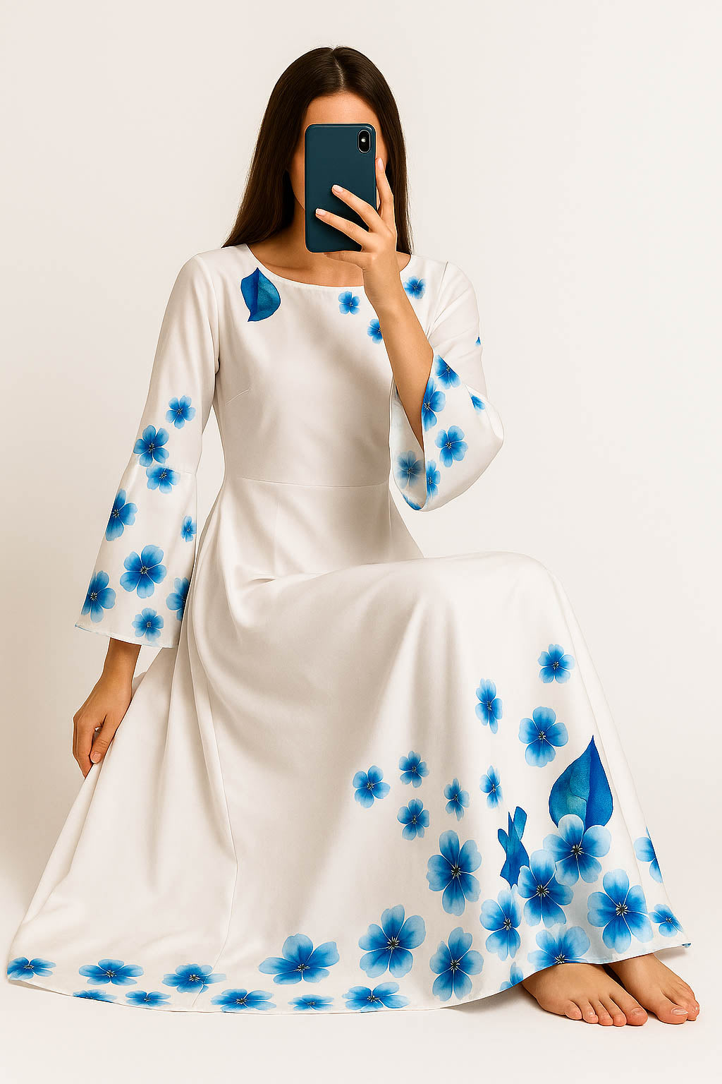 Bold Blossom Silk Maxi-Scattered Floral Motif