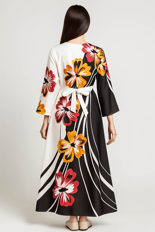 Bold Blossom Silk Maxi-Retro Floral