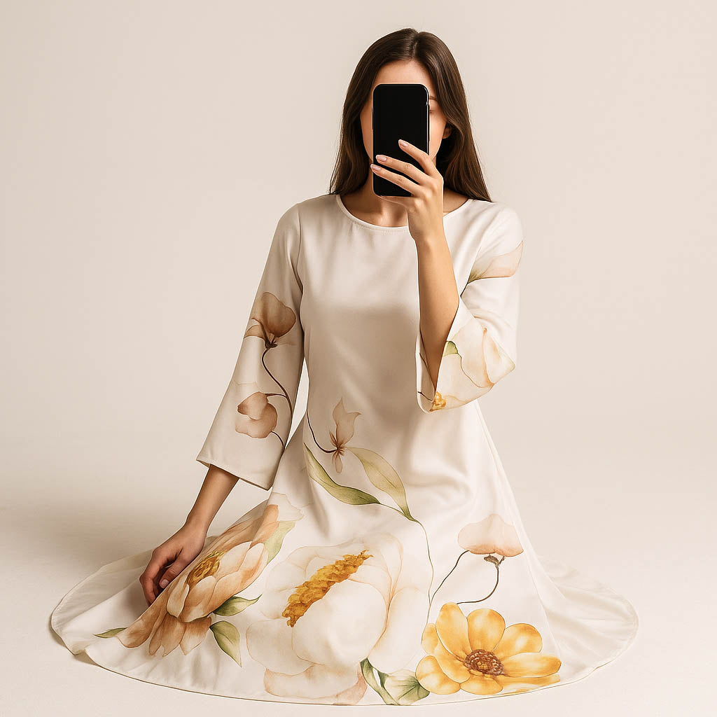 Bold Blossom Silk Maxi-Soft Pastel Botanical Print