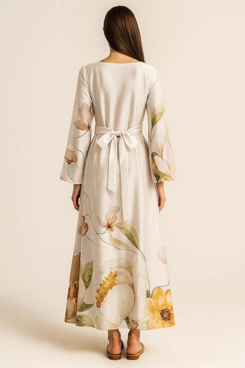 Bold Blossom Silk Maxi-Soft Pastel Botanical Print