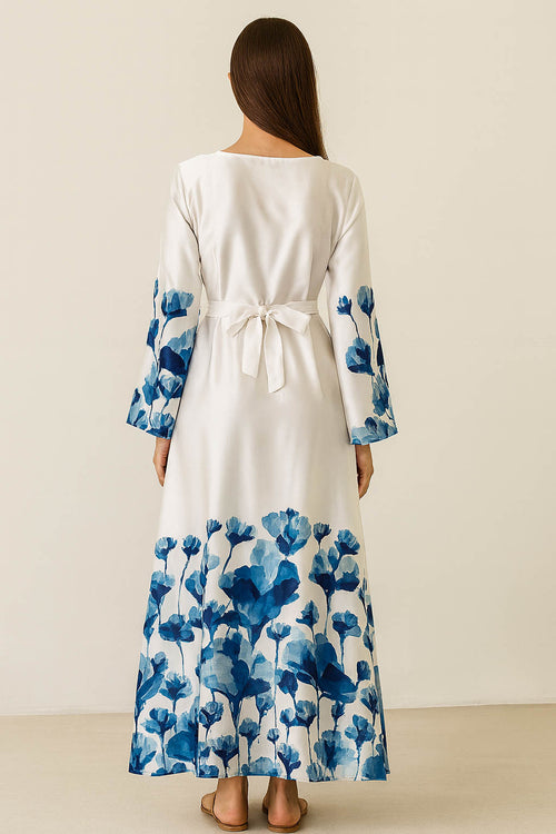 Bold Blossom Silk Maxi-Ombre Blue