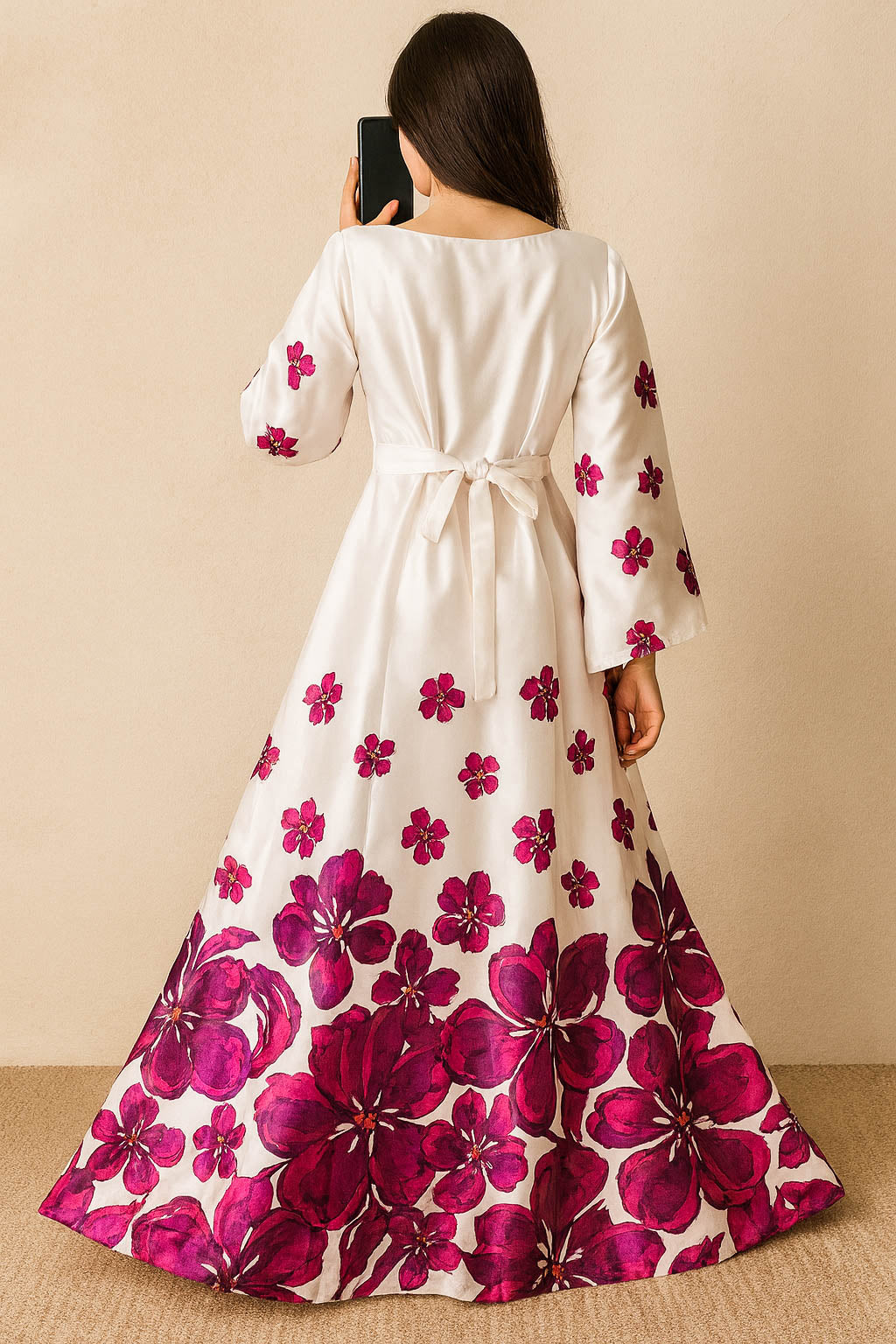 Bold Blossom Silk Maxi-Magenta Hibiscus