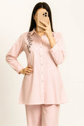 Co-Ord Set Collar Front Open-Baby Pink
