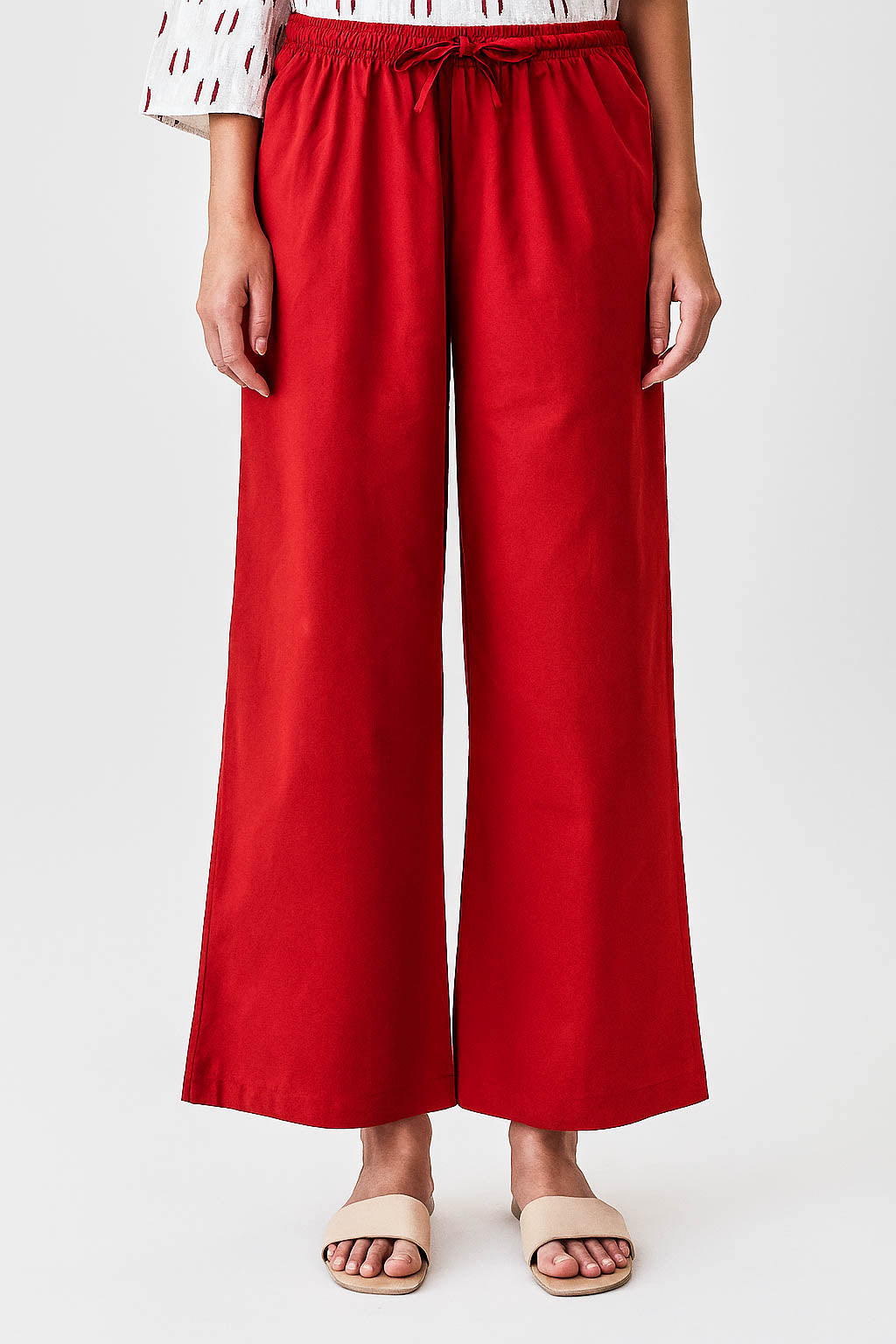 Co-Ord Set Collar Neck-Red & White