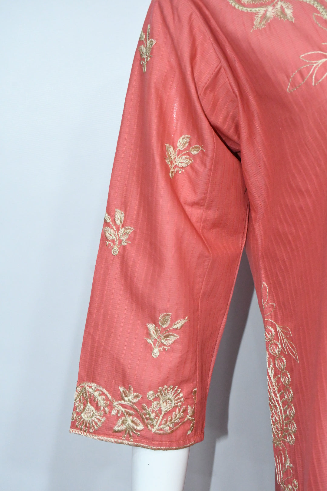 Peachy Pink Embroidered Shirt and Trouser