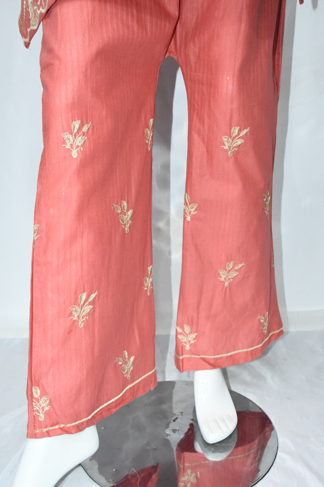 Peachy Pink Embroidered Shirt and Trouser