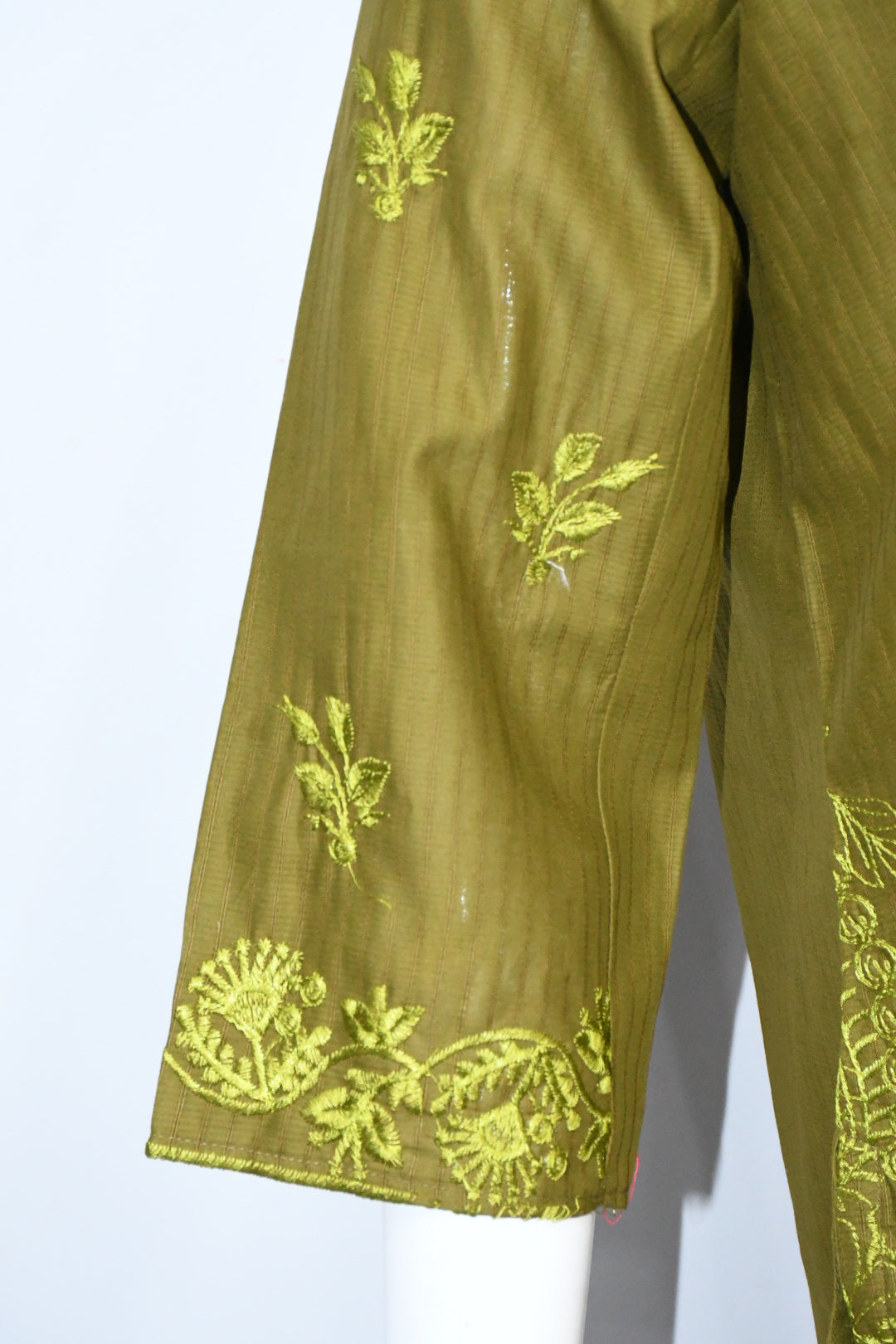 Olive Green Embroidered Shirt and Trouser