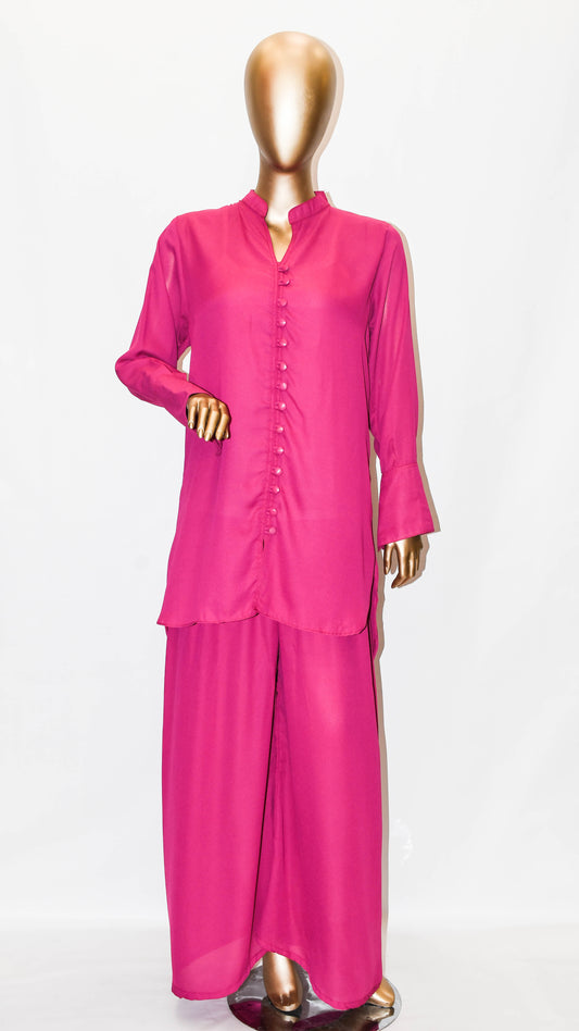 Fabric button co-ord Set Shocking Pink