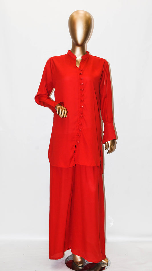 Fabric button co-ord set Blood Red