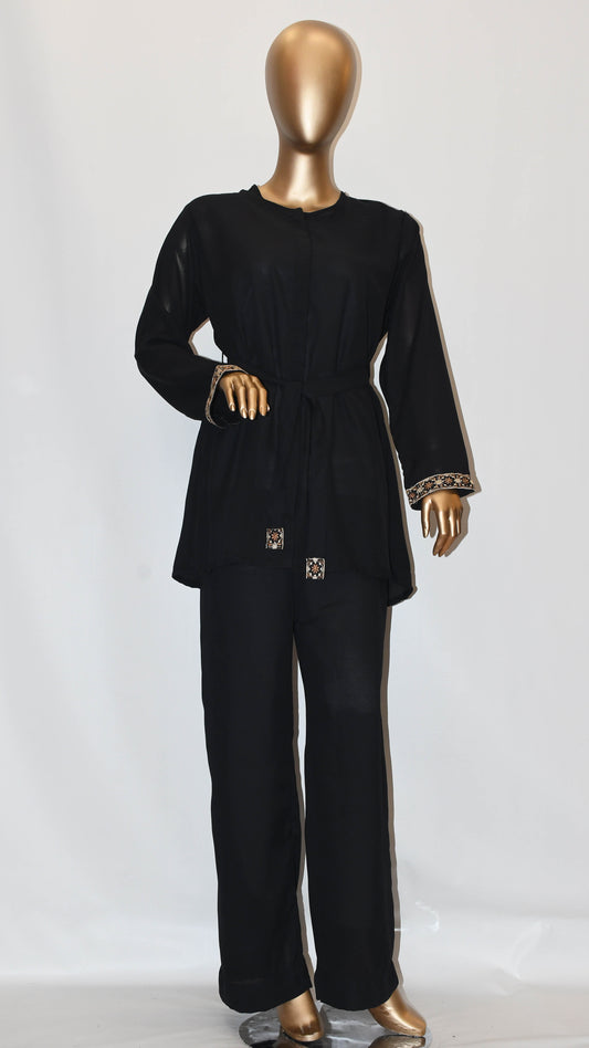 Co-Ords Set Embroidered Jet Black