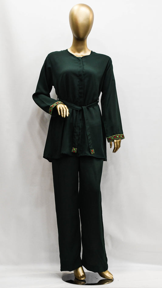 Co-Ord Set Embroidered Bottle Green