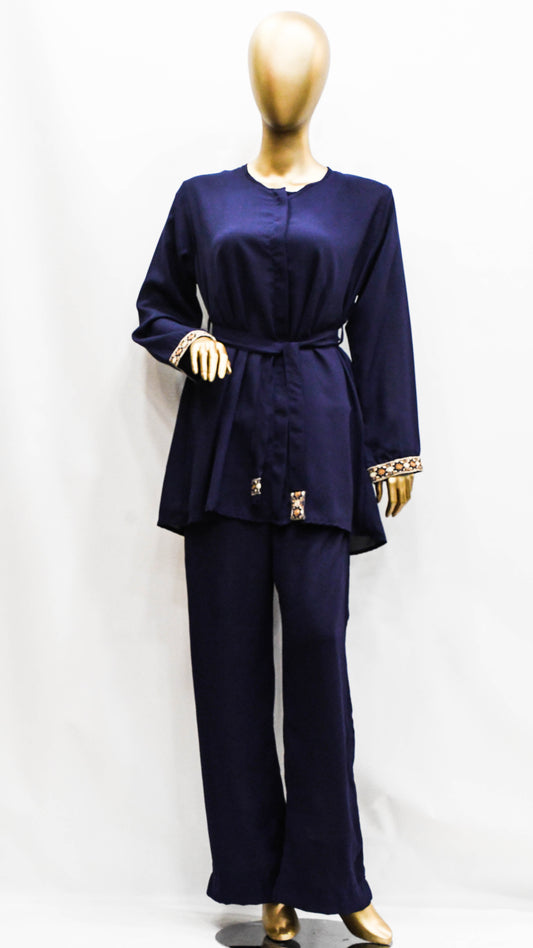 Co-Ord Set Embroidered Navy Blue