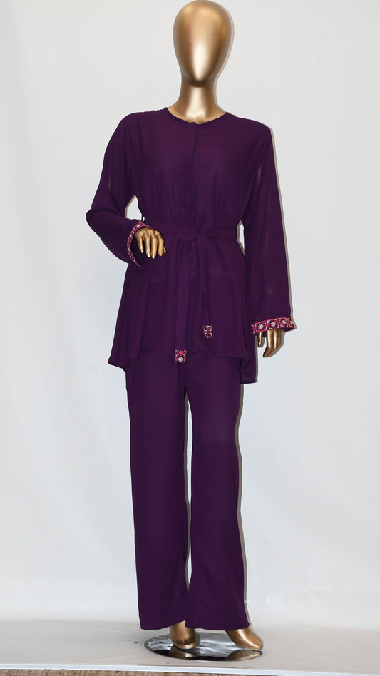 Co-Ord Set Embroidered Plum