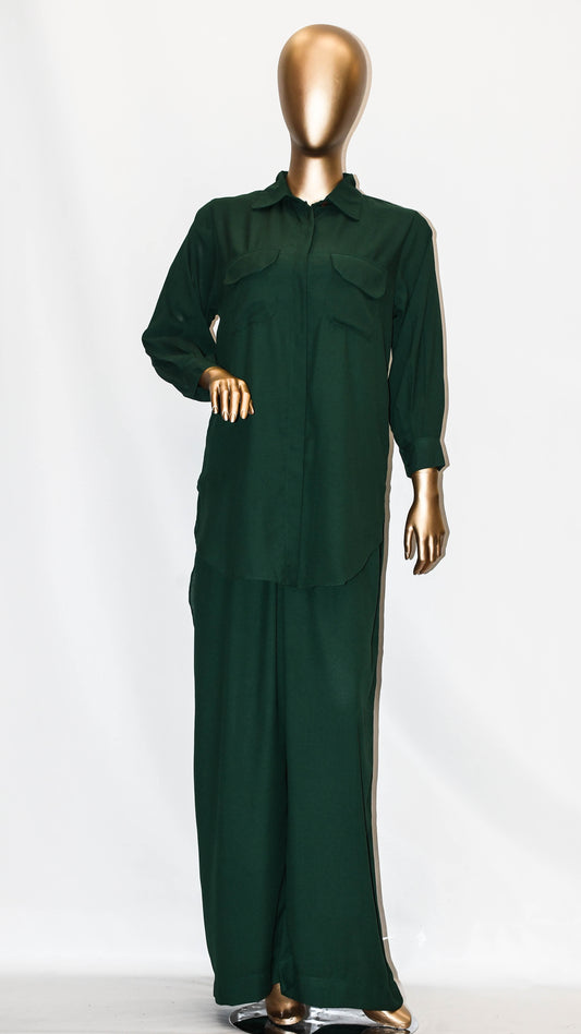 Co-ord Set Double Pocket Bottle Green