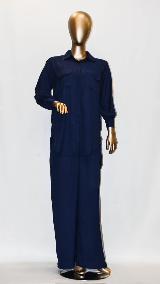 Co-ord Set Double Pocket Navy Blue