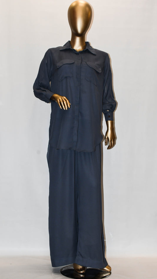 Co-ord Set Double Pocket Steel Grey