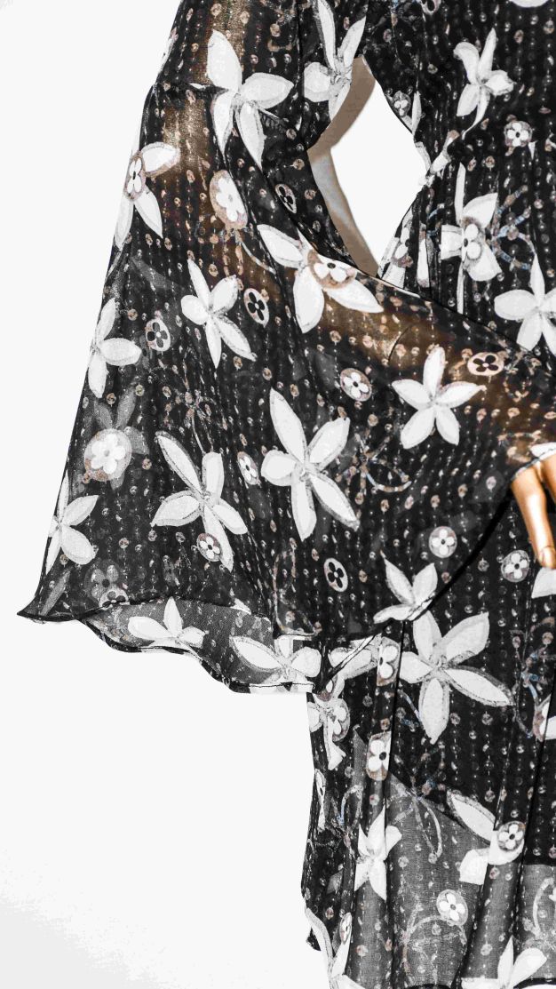 Co-Ord Set Bell Sleeves Floral Black