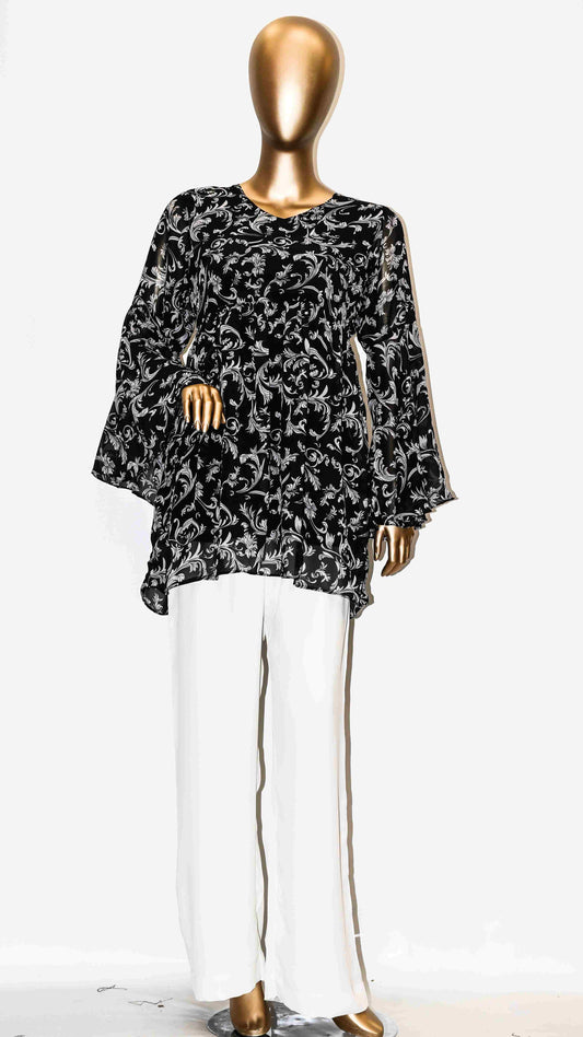 Co-Ord Set Bell Sleeves Floral Black