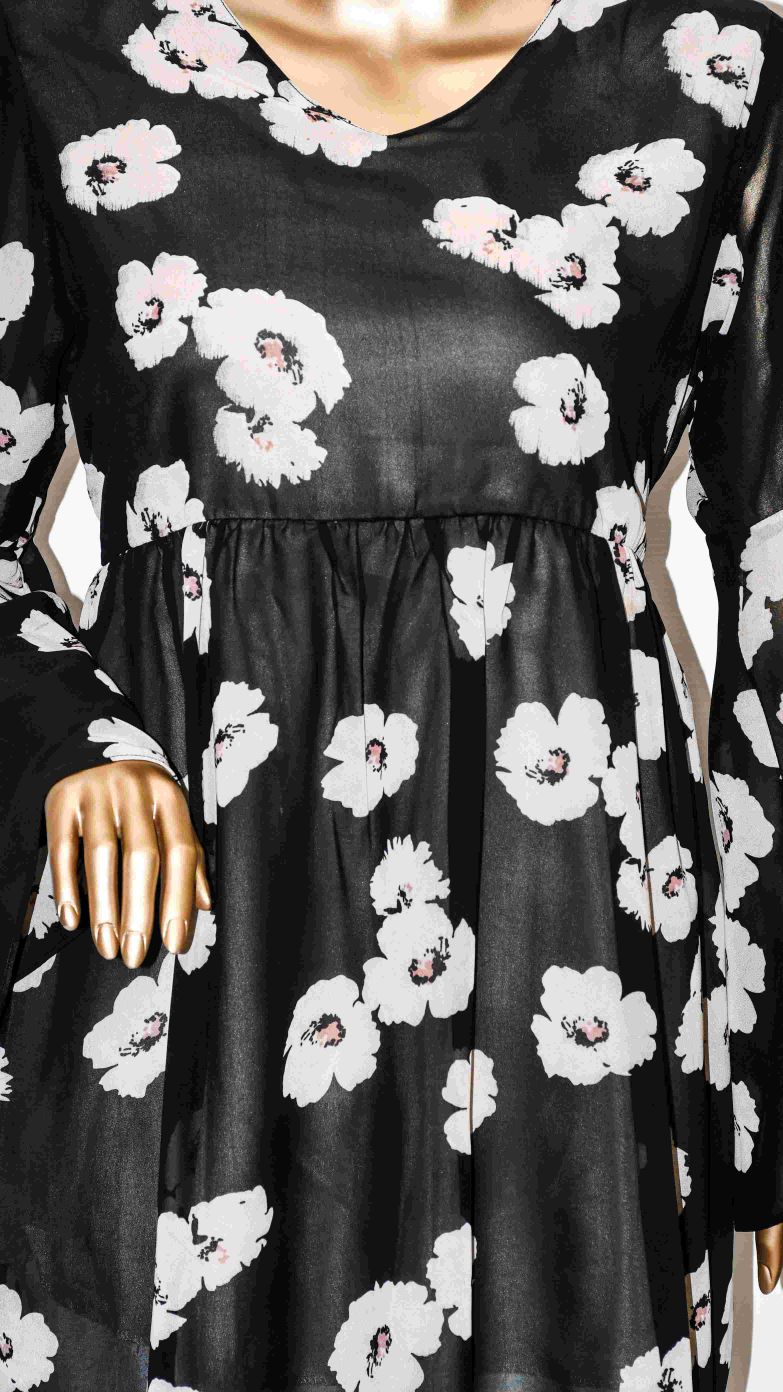 Co-Ord Set Bell Sleeves Floral Black