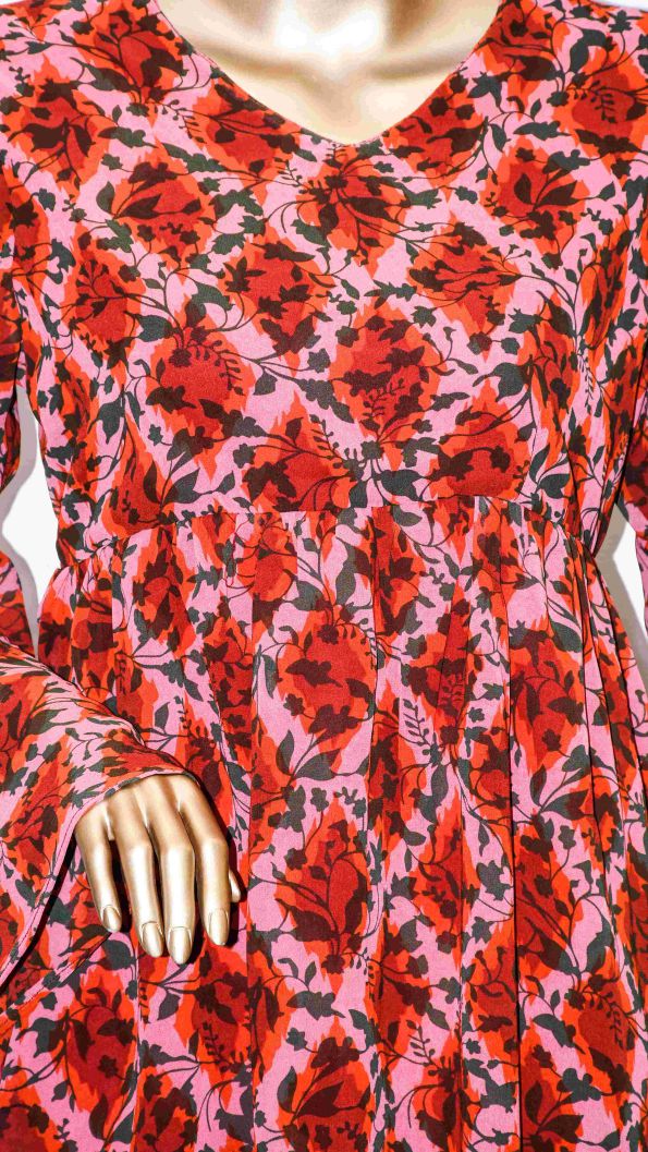 Co-Ord Set Bell Sleeves Floral Red