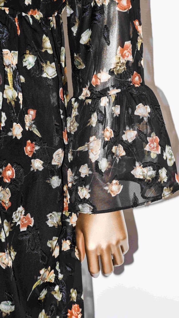 Co-Ord Set Lace-Up Top Black Floral