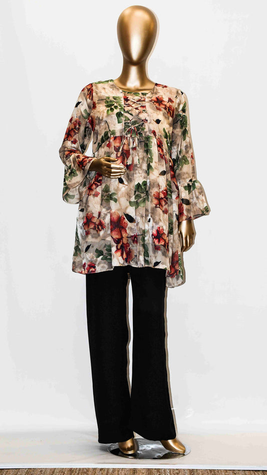 Co-Ord Set Lace-Up Top Rusty Floral