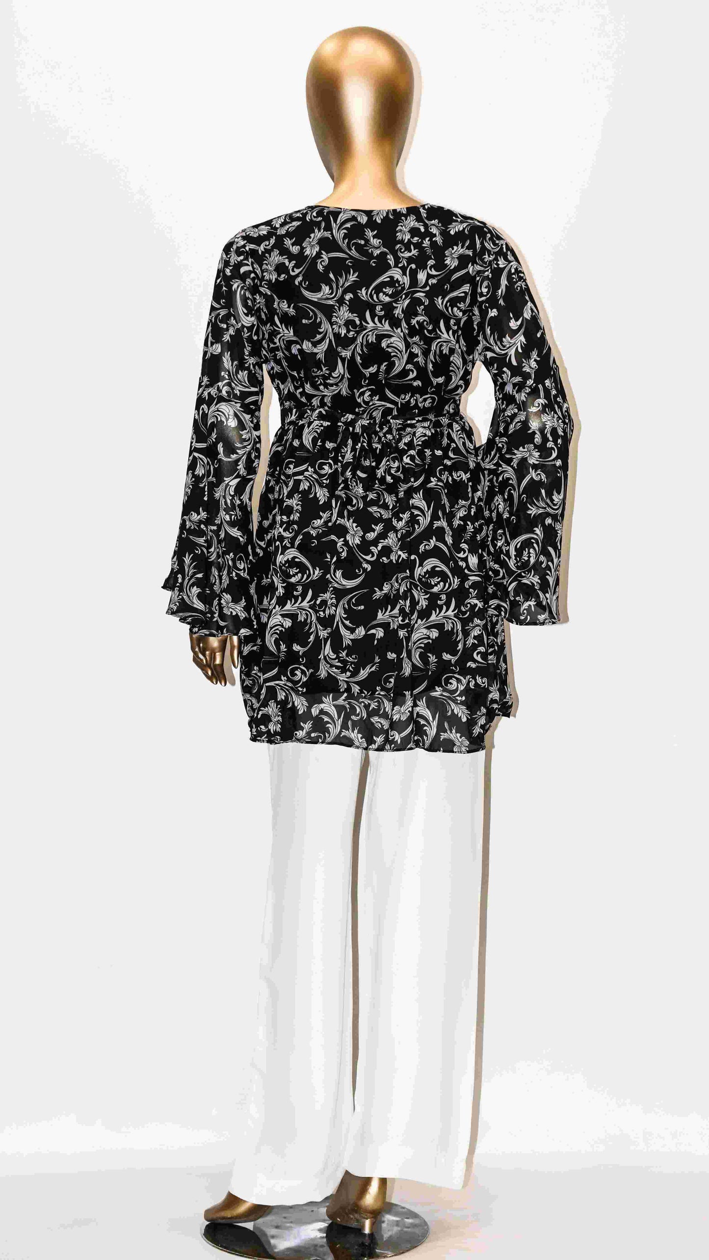 Co-Ord Set Bell Sleeves Floral Black