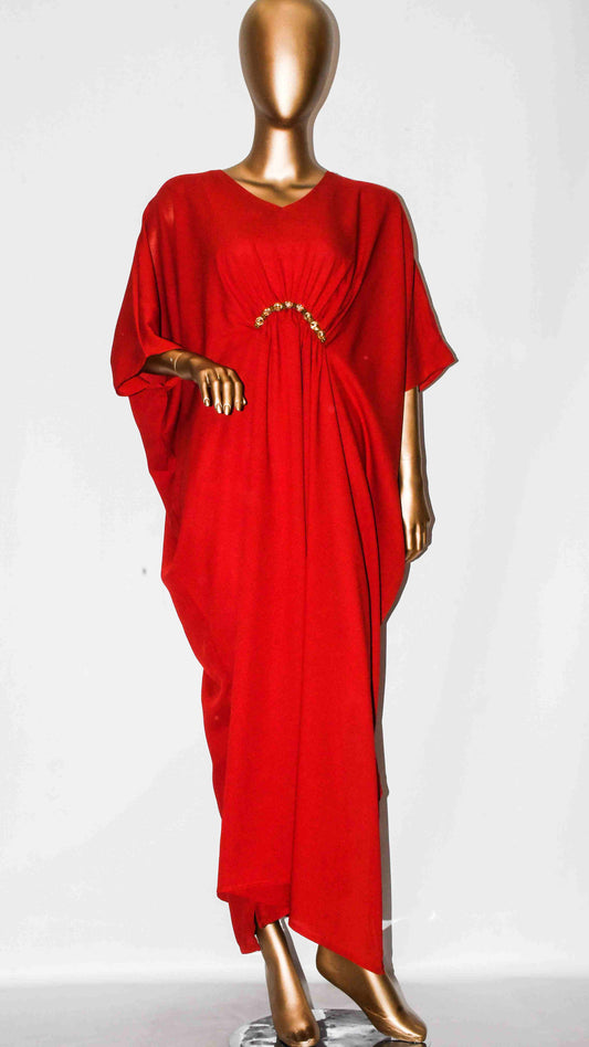Maxi Kaftan Plain-Candy Red