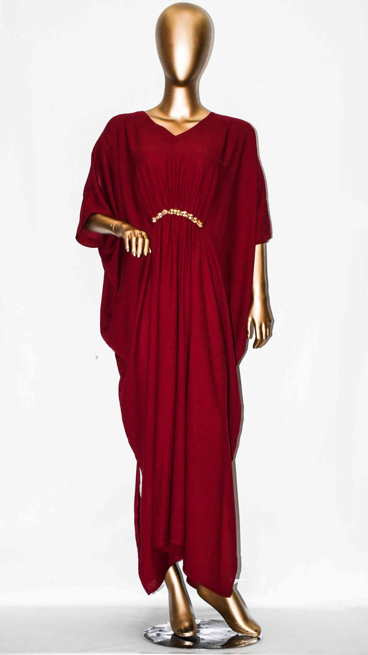 Maxi Kaftan Plain Royal Maroon