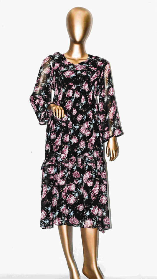 Maxi Frill-Vintage Black Floral