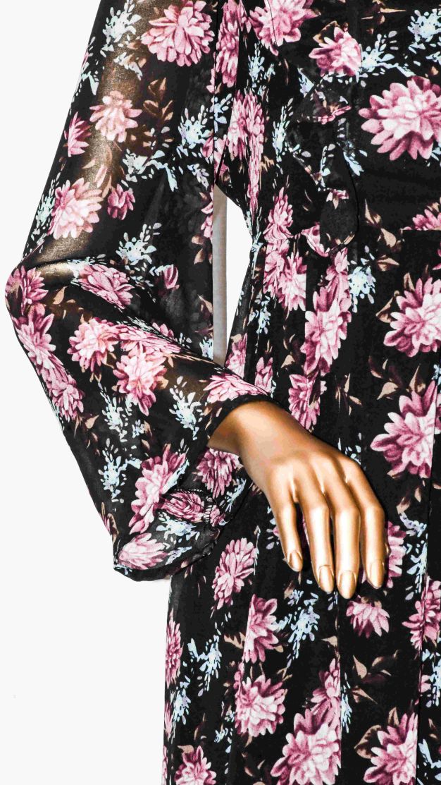 Maxi Frill-Vintage Black Floral