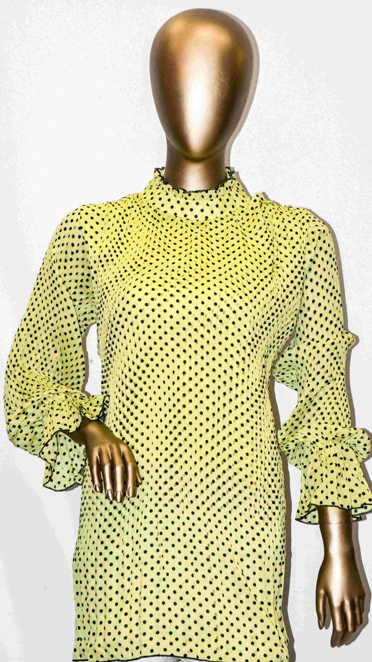 Top Crushed Chiffon-Yellow Polka Dot