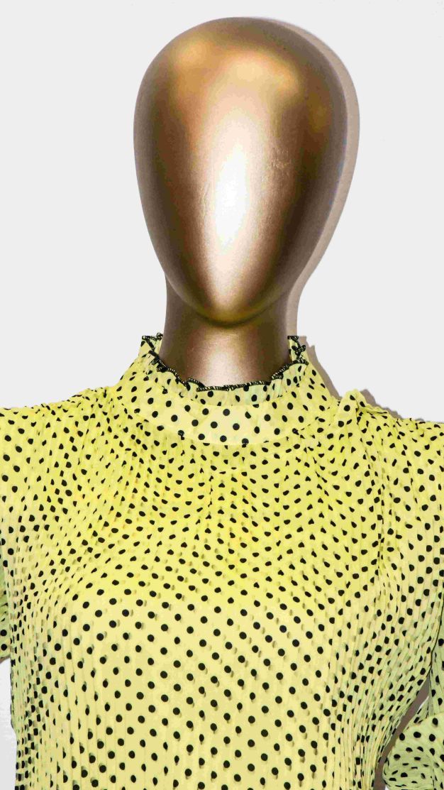 Top Crushed Chiffon-Yellow Polka Dot