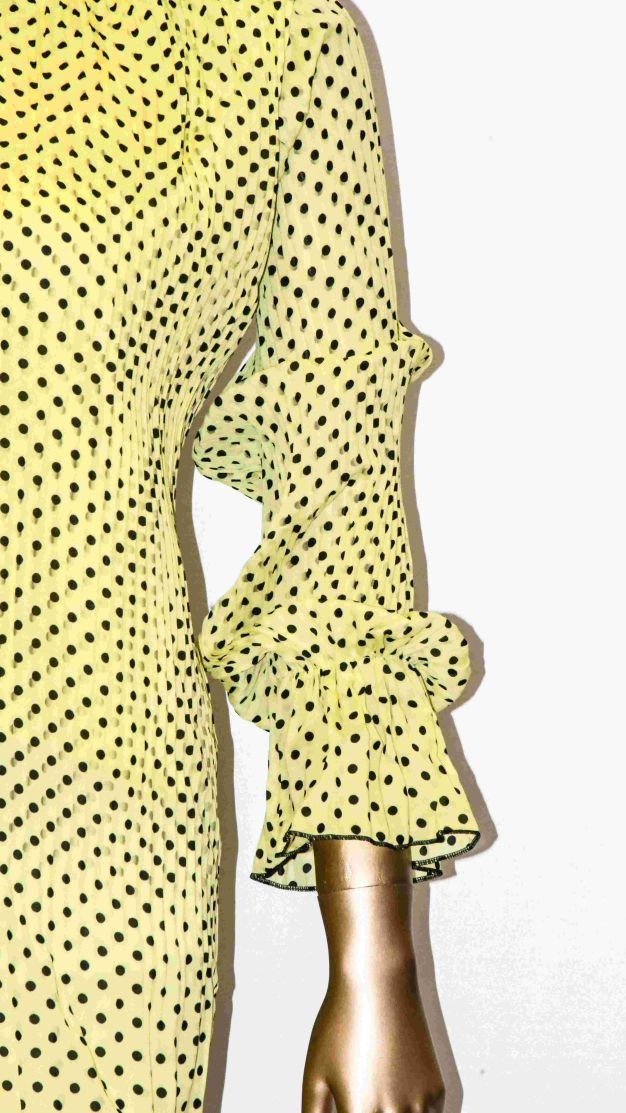 Top Crushed Chiffon-Yellow Polka Dot
