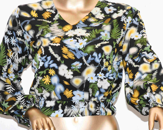 Crop Top Waist Grip-Black Floral